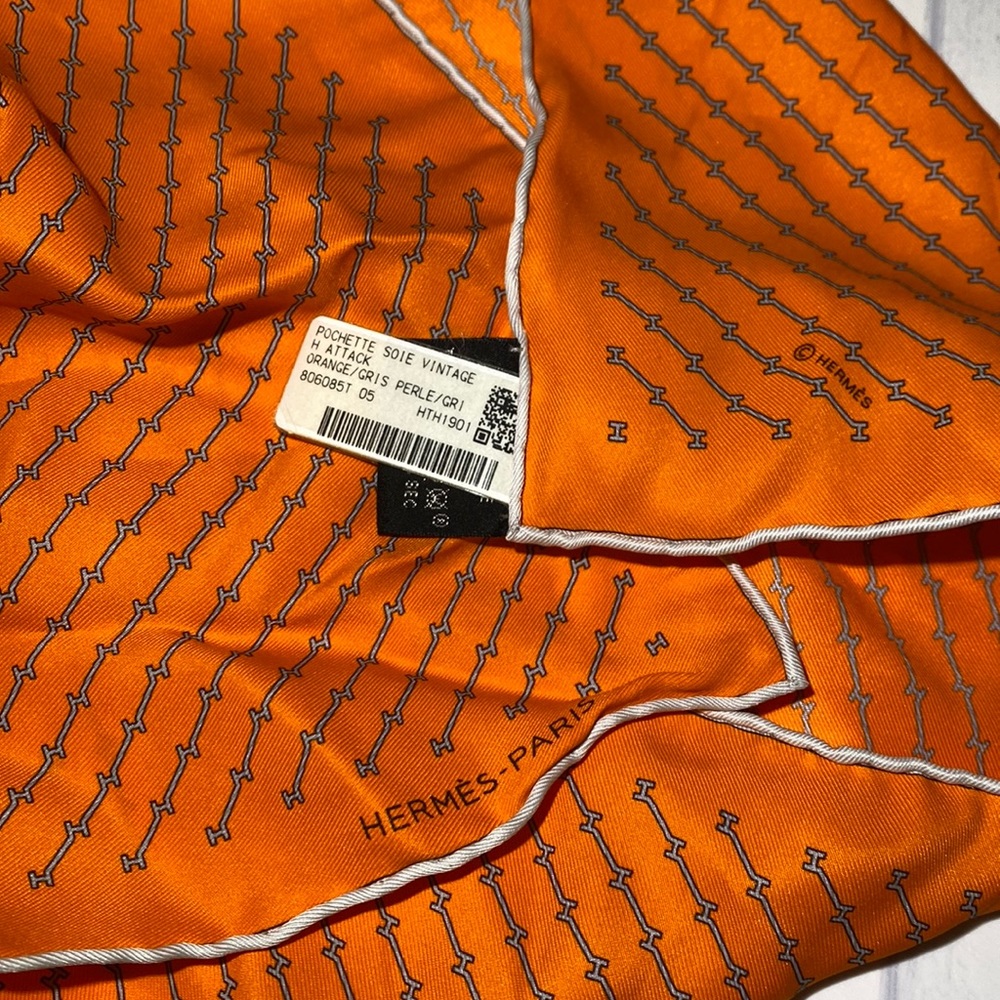 Hermes Orange Silk Scarf